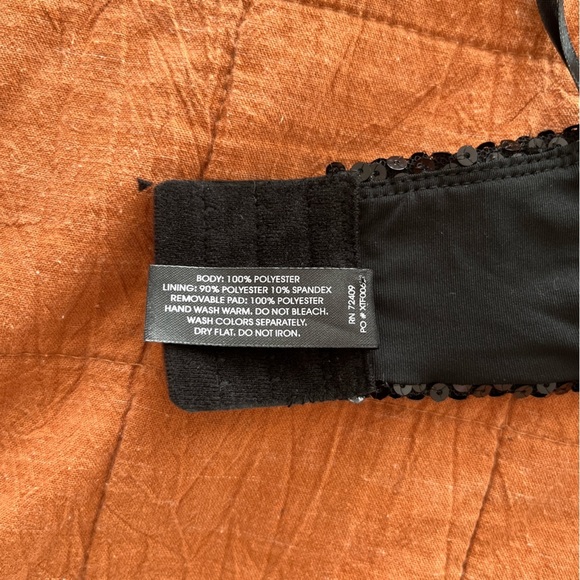 NWOT Black Sequin Bandeau Bra - Picture 7 of 8